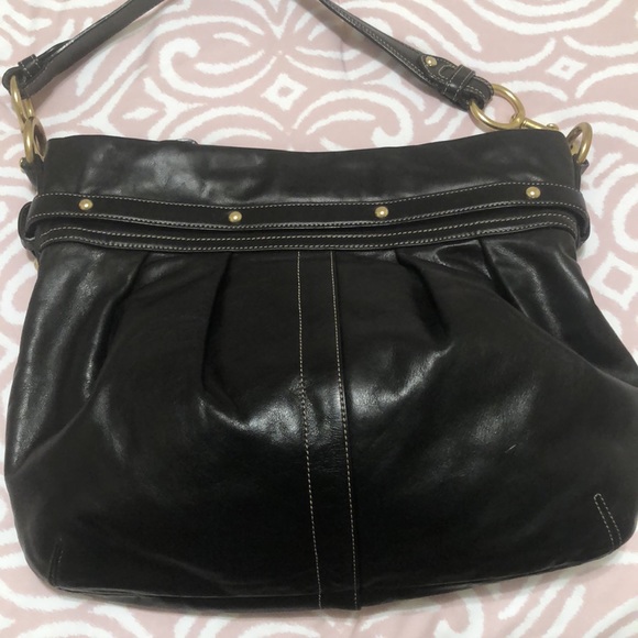 Coach Hampton Pleated Black Leather Hobo Bag - Picture 8 of 15
